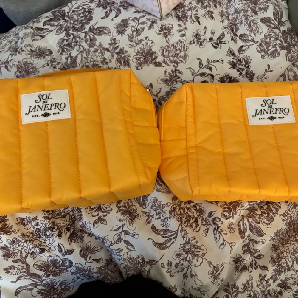 Sol de Janeiro 2 Pack Vibrant Yellow Quilted Pouches